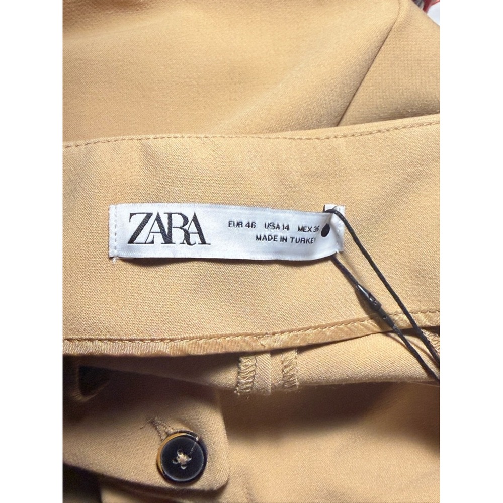 Zara High-Waist‎ Straight Leg Pants in Camel size 14 NEW - Picture 7 of 10